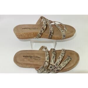 NEW Walking Cradles Leather Sandals Penelope Metallic Leopard Print Women's 8.5